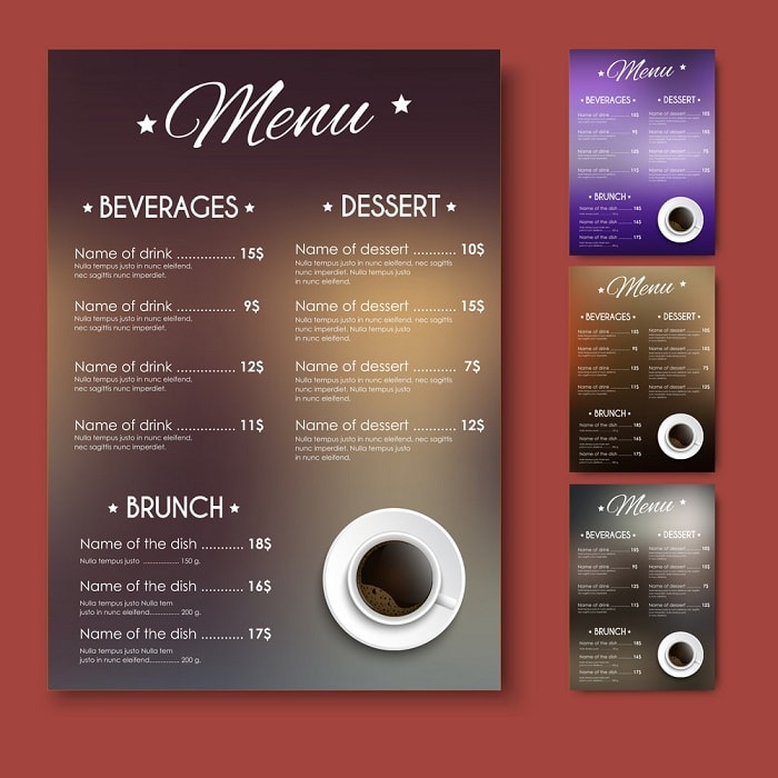 Hình ảnh mẫu menu cafe đơn giản đẹp ấn tượng bắt mắt nhất