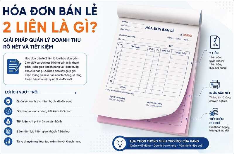 Giải thích hóa đơn bán lẻ 2 liên là gì sử dụng giấy carbonless