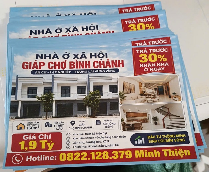 Kiểu tờ rơi giấy c100 được in số lượng nhiều