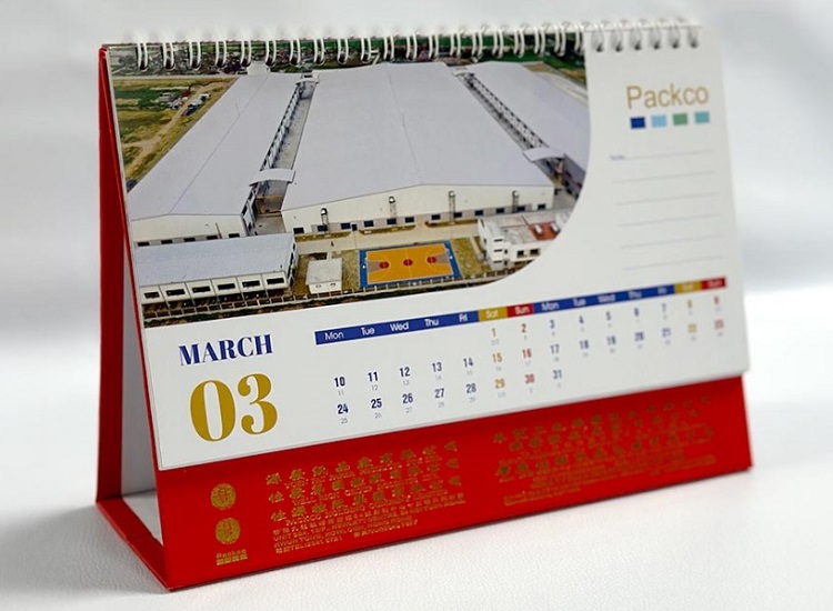Mẫu lịch chữ a công ty packo