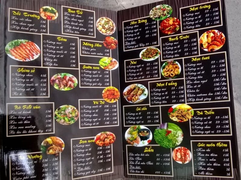 Mẫu in menu nhà hàng giải quyết vấn đề chống nước, dầu mỡ