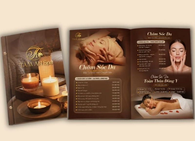 Mẫu in menu spa theo phong cách tối giản cổ điển