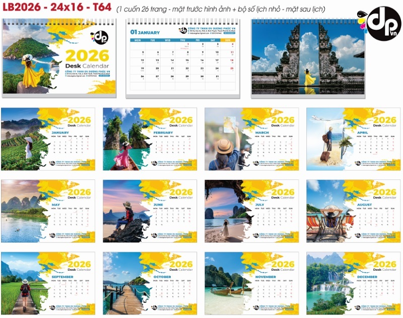 mẫu lịch để bàn du lịch