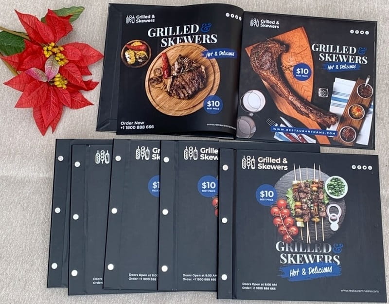 Mẫu menu bìa da hình vuông đẳng cấp