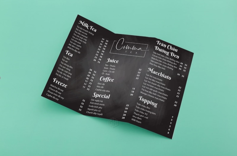 menu gấp 3