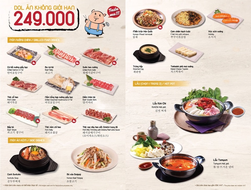 Những mẫu menu nhà hàng Hàn quốc