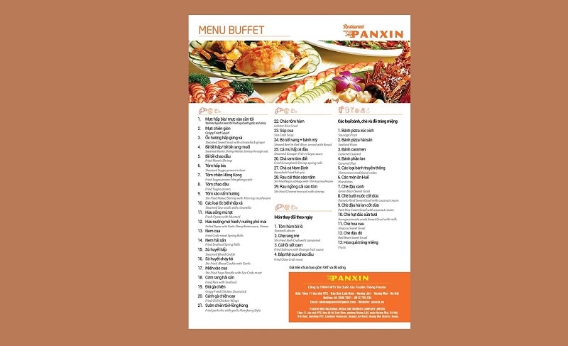 Những mẫu menu nhà hàng panxin