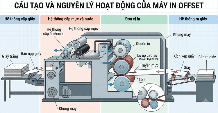 Biết về nguyên lý hoạt động và cấu tạo máy in offset để rõ hơn