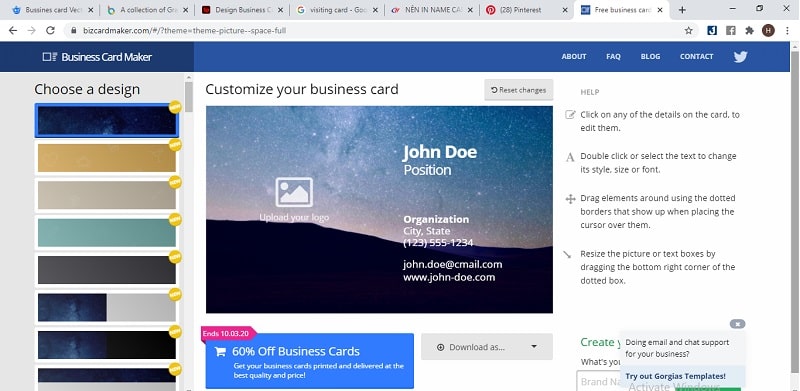 công cụ thiết kế name card online business