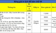 In lịch để bàn chữ M