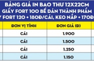 Bảng Giá In Bao Thư